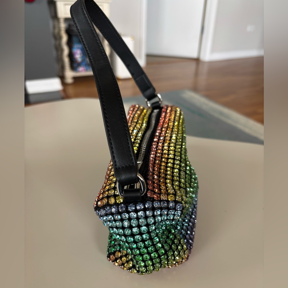 ✨NWT✨ FREE PEOPLE rainbow rhinestone mini shoulder bag - Picture 4 of 10